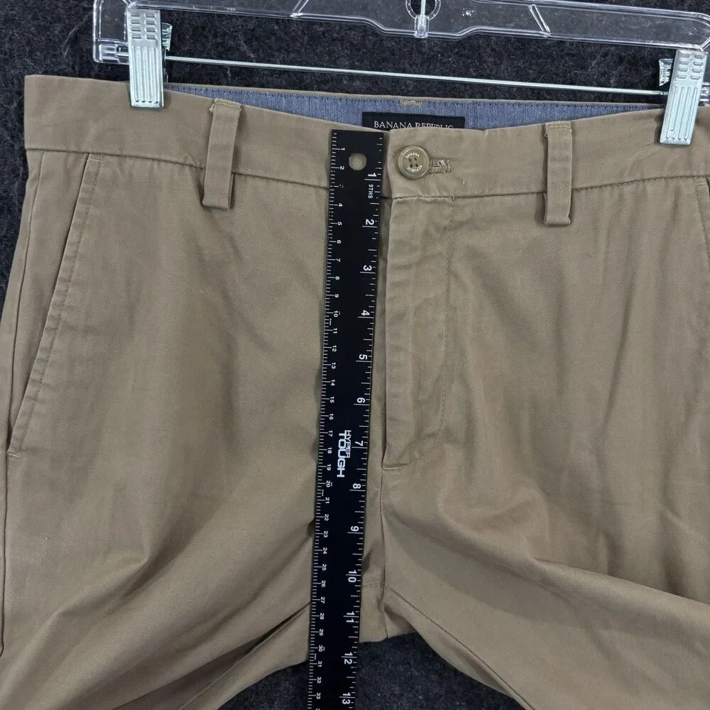 Banana Republic Emerson Chino Pants Men's 31x31 Khaki 100% Cotton Straight Leg
